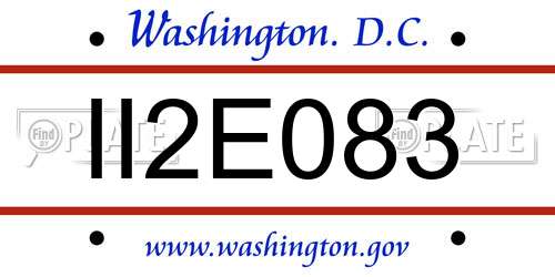 II2E083 District Of Columbia License Plate