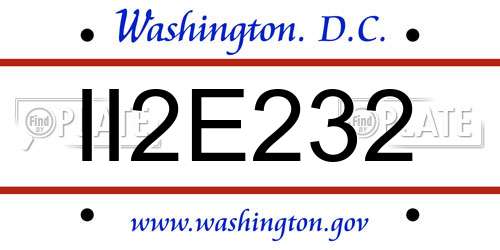 II2E232 District Of Columbia License Plate