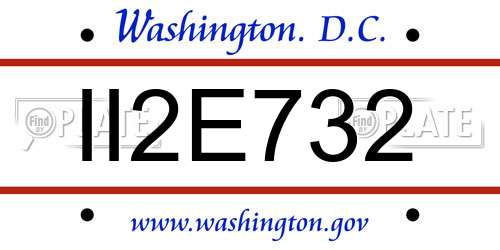 II2E732 District Of Columbia License Plate