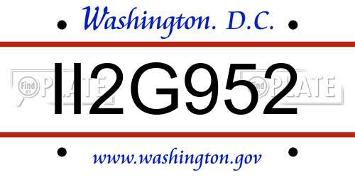 II2G952 District Of Columbia License Plate