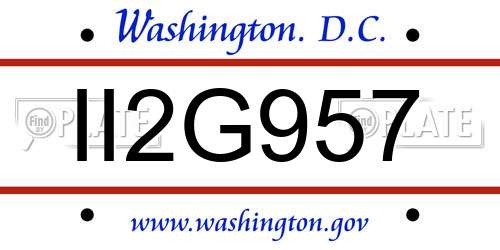 II2G957 District Of Columbia License Plate