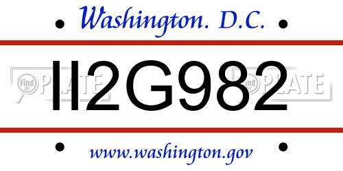 II2G982 District Of Columbia License Plate