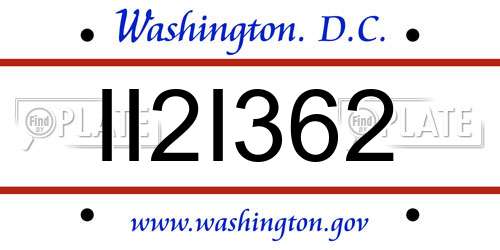 II2I362 District Of Columbia License Plate