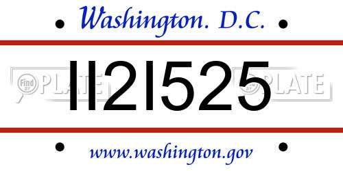 II2I525 District Of Columbia License Plate