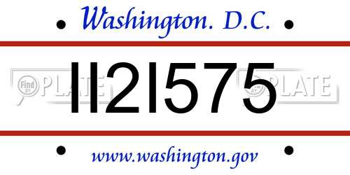 II2I575 District Of Columbia License Plate