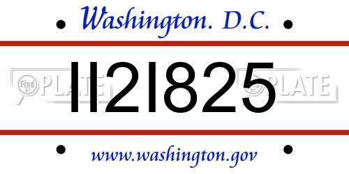 II2I825 District Of Columbia License Plate