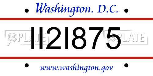 II2I875 District Of Columbia License Plate
