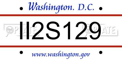 II2S129 District Of Columbia License Plate