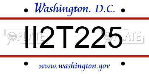 II2T225 District Of Columbia License Plate