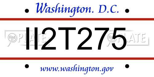 II2T275 District Of Columbia License Plate