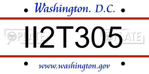 II2T305 District Of Columbia License Plate