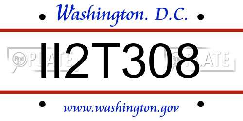 II2T308 District Of Columbia License Plate