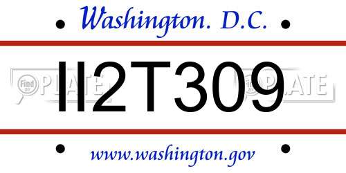 II2T309 District Of Columbia License Plate