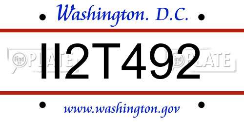 II2T492 District Of Columbia License Plate
