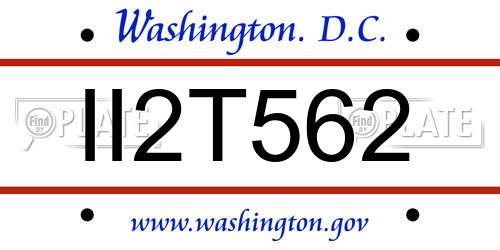 II2T562 District Of Columbia License Plate