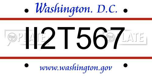 II2T567 District Of Columbia License Plate