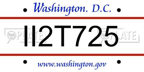 II2T725 District Of Columbia License Plate