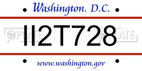 II2T728 District Of Columbia License Plate