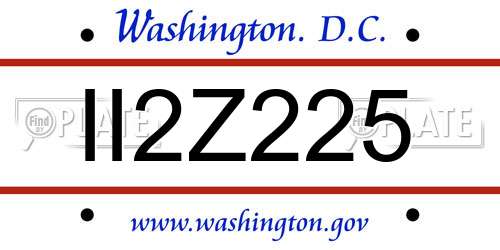 II2Z225 District Of Columbia License Plate