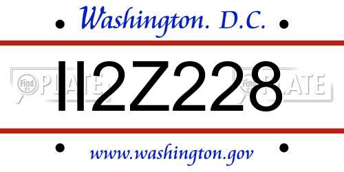 II2Z228 District Of Columbia License Plate