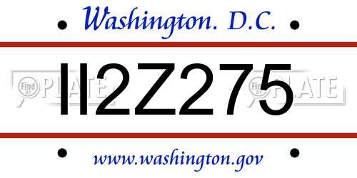 II2Z275 District Of Columbia License Plate