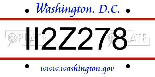 II2Z278 District Of Columbia License Plate