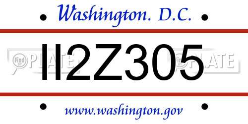 II2Z305 District Of Columbia License Plate