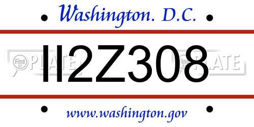 II2Z308 District Of Columbia License Plate