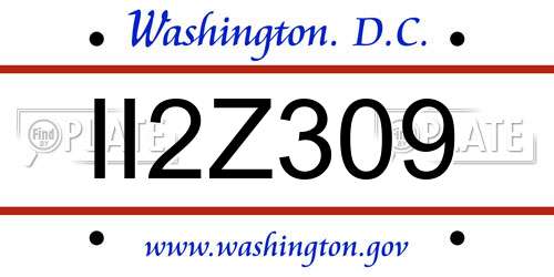 II2Z309 District Of Columbia License Plate