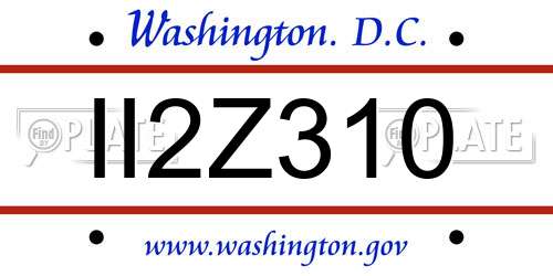 II2Z310 District Of Columbia License Plate