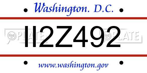 II2Z492 District Of Columbia License Plate