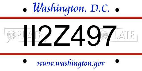 II2Z497 District Of Columbia License Plate