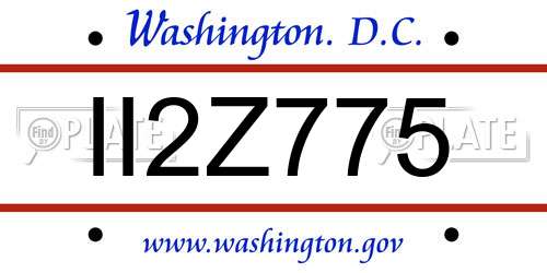 II2Z775 District Of Columbia License Plate