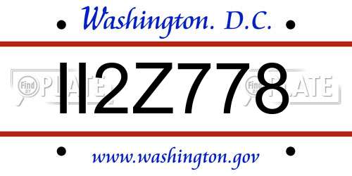 II2Z778 District Of Columbia License Plate