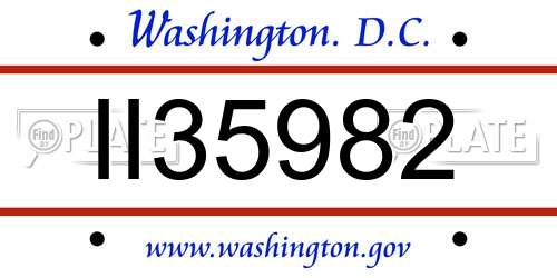 II35982 District Of Columbia License Plate