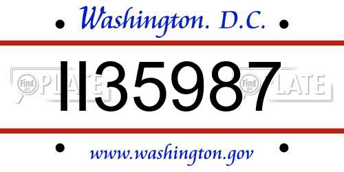 II35987 District Of Columbia License Plate