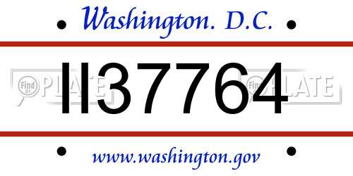 II37764 District Of Columbia License Plate