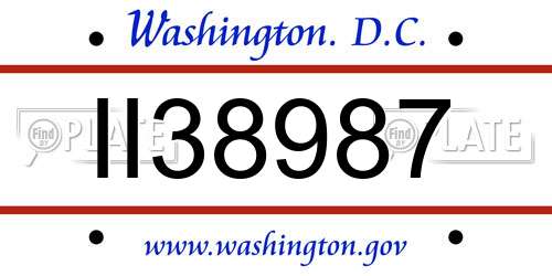 II38987 District Of Columbia License Plate