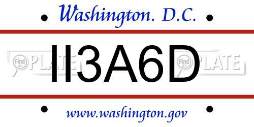 II3A6D District Of Columbia License Plate