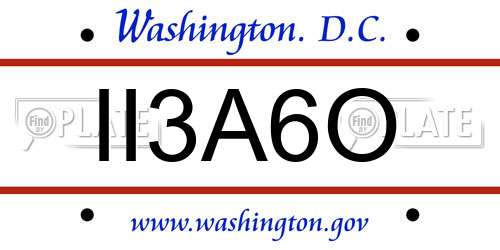 II3A6O District Of Columbia License Plate