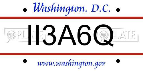 II3A6Q District Of Columbia License Plate