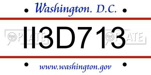II3D713 District Of Columbia License Plate