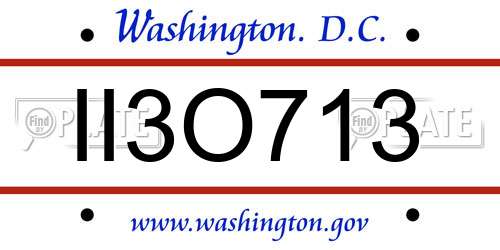 II3O713 District Of Columbia License Plate