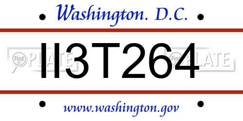II3T264 District Of Columbia License Plate