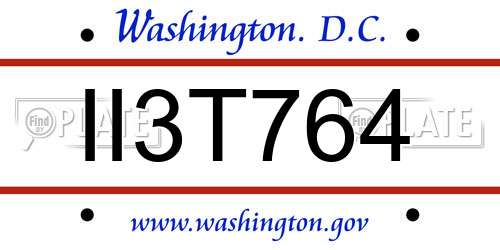 II3T764 District Of Columbia License Plate