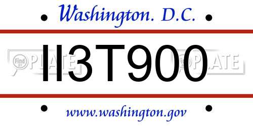 II3T900 District Of Columbia License Plate