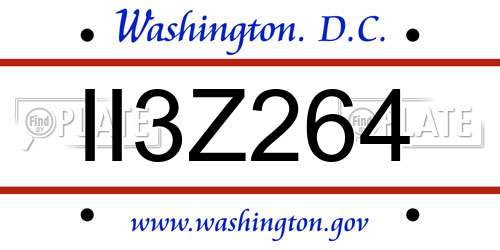 II3Z264 District Of Columbia License Plate