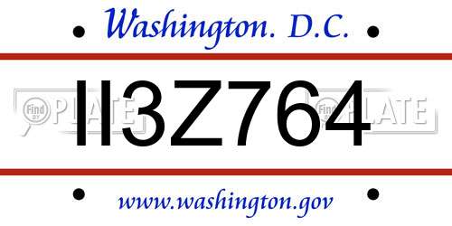 II3Z764 District Of Columbia License Plate