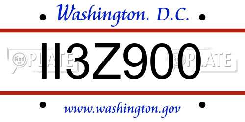 II3Z900 District Of Columbia License Plate