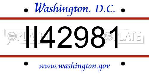 II42981 District Of Columbia License Plate